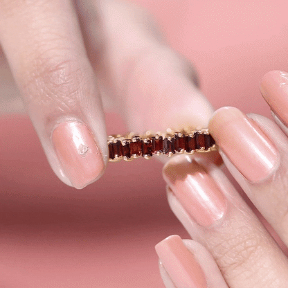Real Garnet Baguette Eternity Ring with Certificate