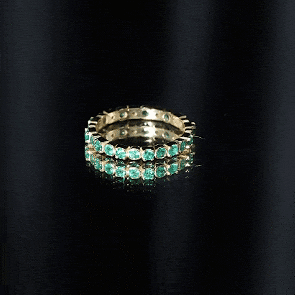 Real Emerald Eternity Wedding Band Ring for Women