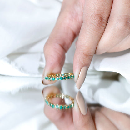 Real Emerald Eternity Wedding Band Ring for Women
