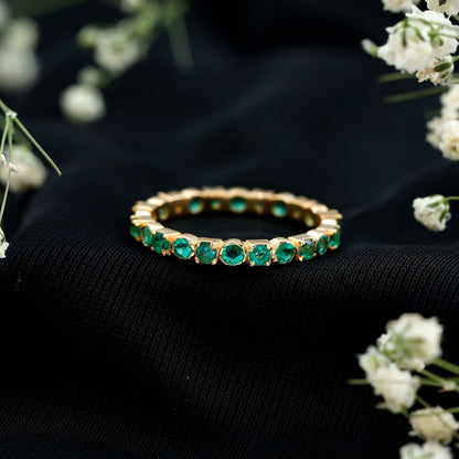 Real Emerald Eternity Wedding Band Ring for Women
