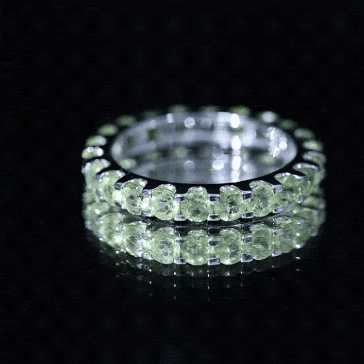 Natural Green Peridot Eternity Ring With Certificate
