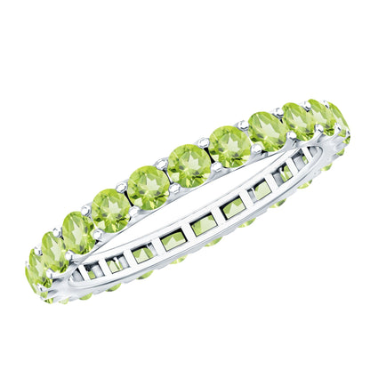 Natural Green Peridot Eternity Ring With Certificate