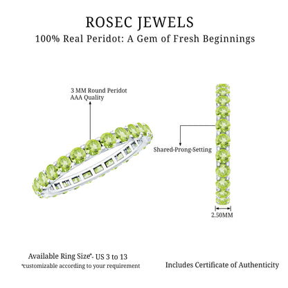 Natural Green Peridot Eternity Ring With Certificate