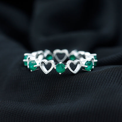 Minimalist Emerald Heart Shape Wedding Band