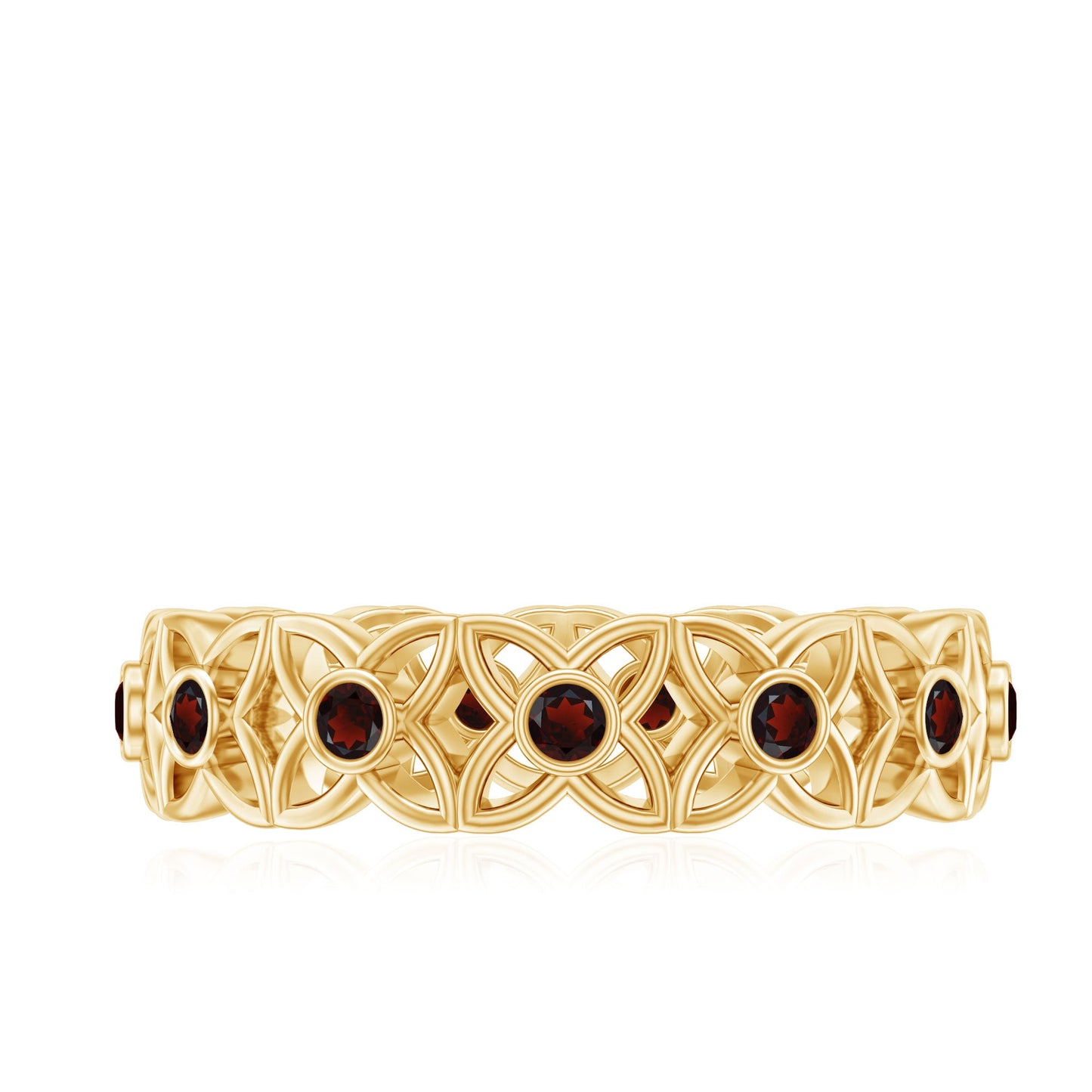Certified Natural Garnet Flower Wedding Band