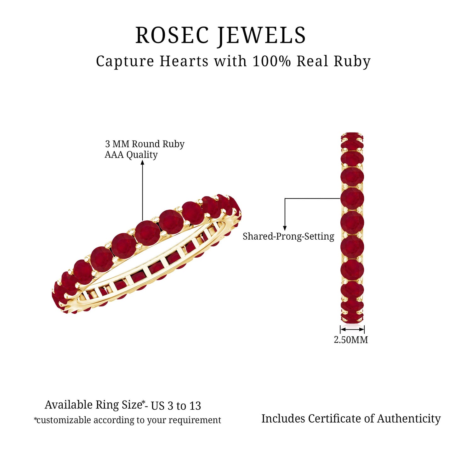 Natural Ruby Eternity Stackable Ring for Women