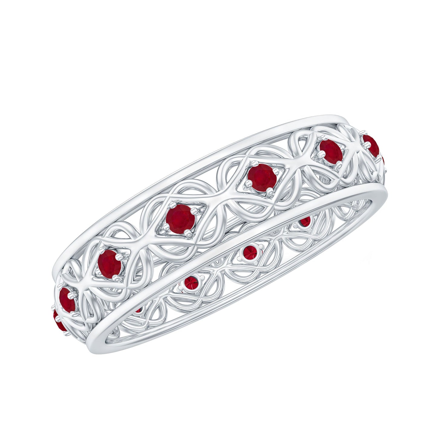 Natural Ruby Celtic Knot Wedding Band for Women