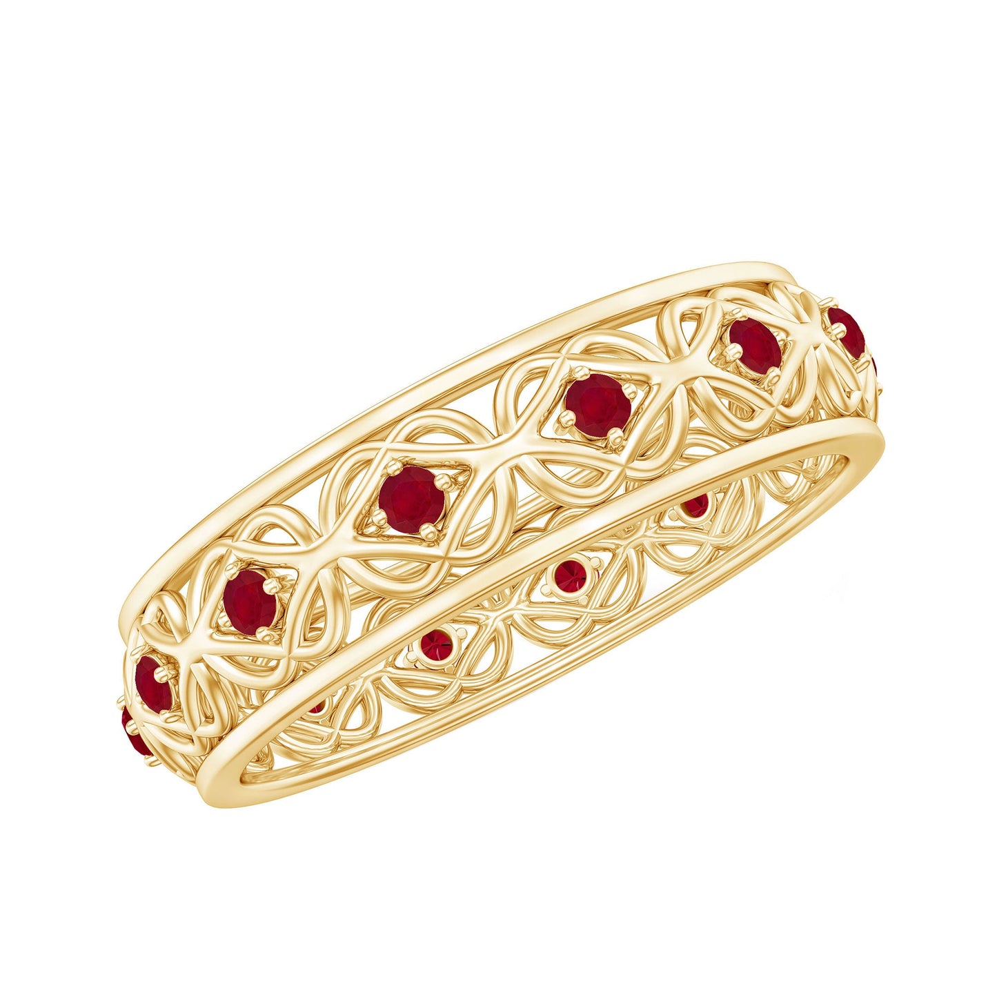 Natural Ruby Celtic Knot Wedding Band for Women