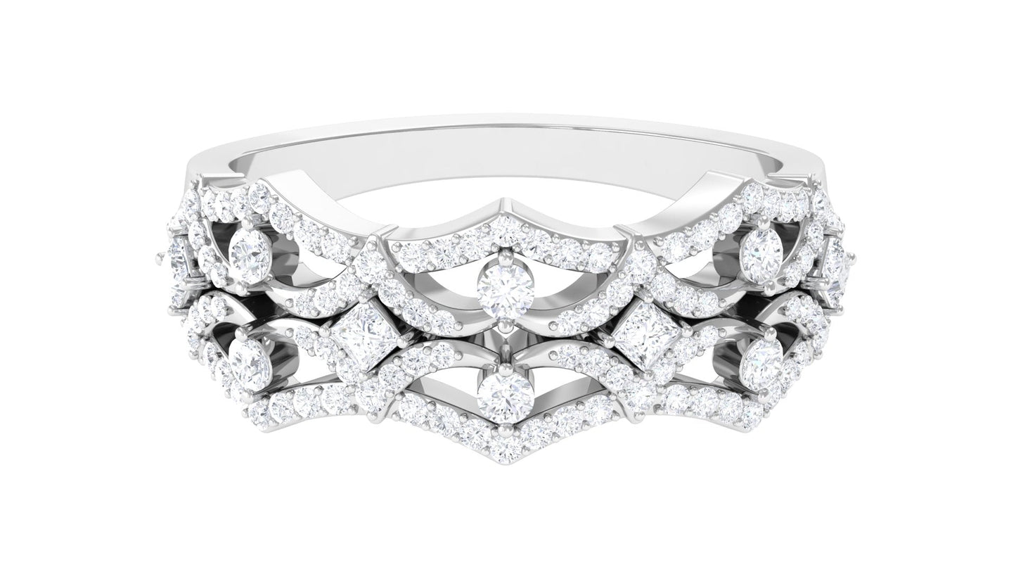 Art Deco Inspired Diamond Wedding Band for Women