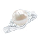 Natural 7.4 Carat Freshwater Pearl Engagement Ring with Diamond Trio