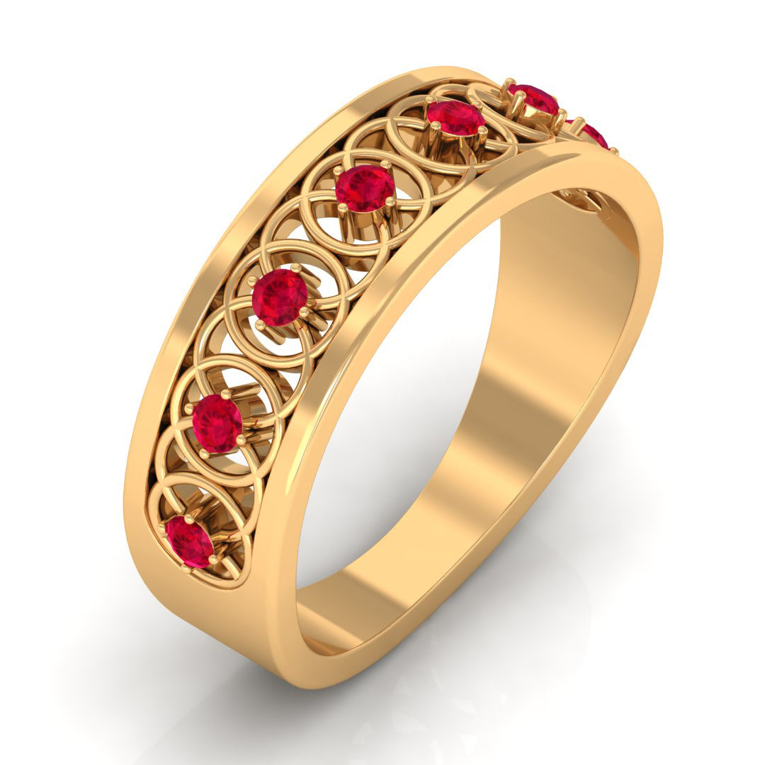 Vintage Inspired Ruby Half Eternity Anniversary Band Ring