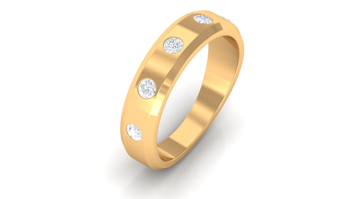 Certified Natural Diamond Mens Wedding Band