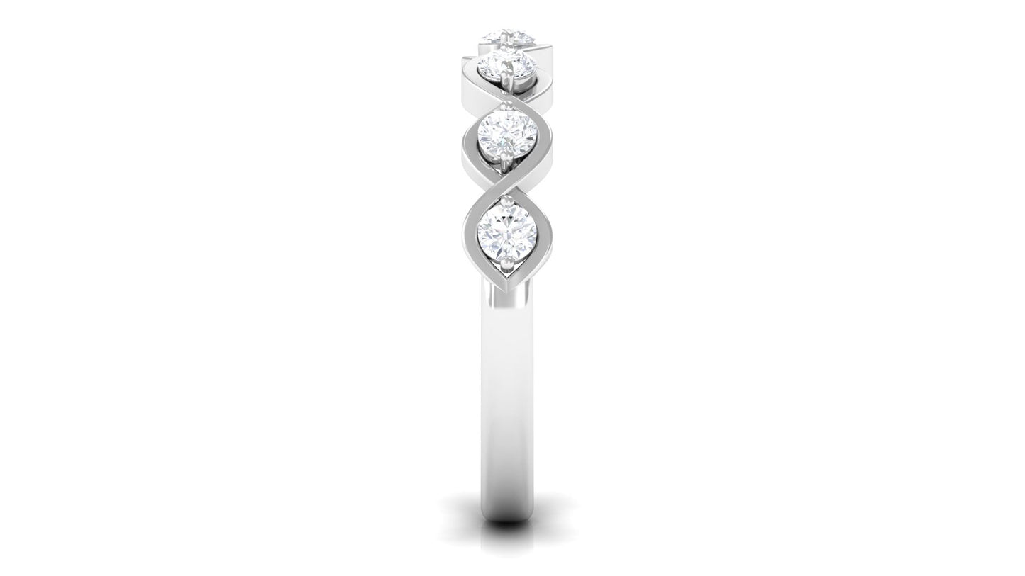 Certified Natural Diamond Half Eternity Ring with Infinity Knot