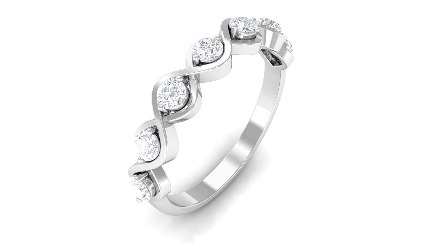 Certified Natural Diamond Half Eternity Ring with Infinity Knot