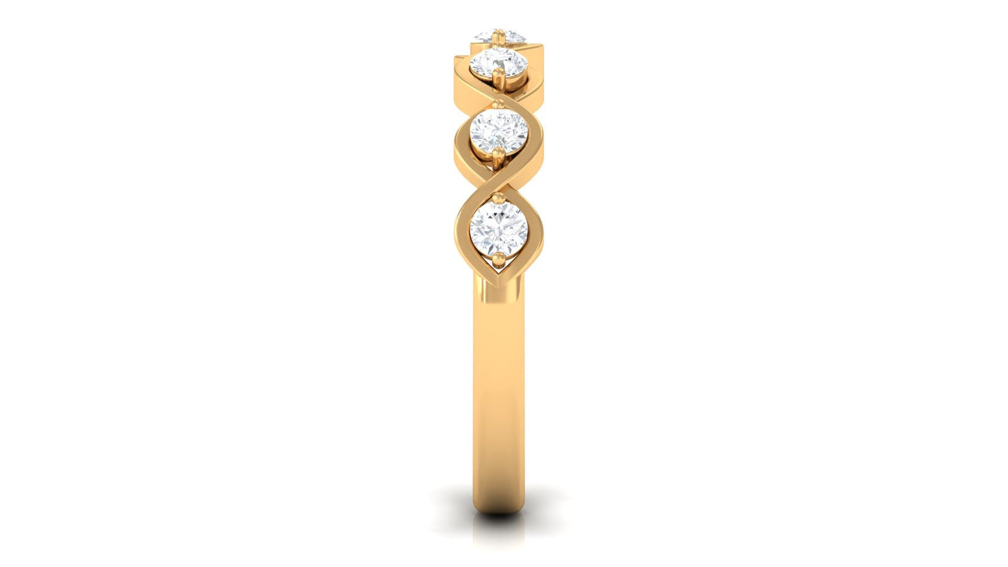 Certified Natural Diamond Half Eternity Ring with Infinity Knot