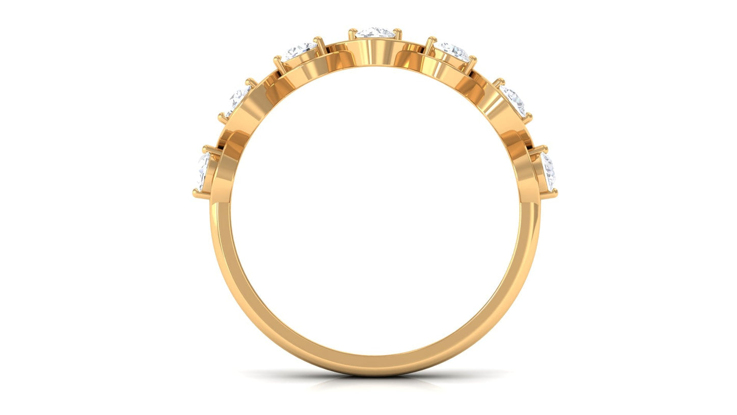 Certified Natural Diamond Half Eternity Ring with Infinity Knot
