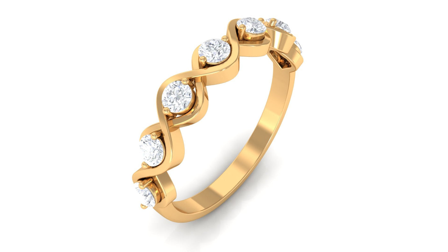 Certified Natural Diamond Half Eternity Ring with Infinity Knot
