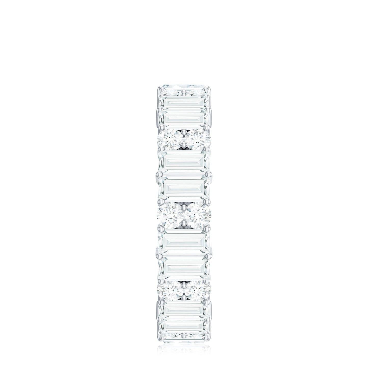 Round and Baguette Cut Moissanite Eternity Wedding Band