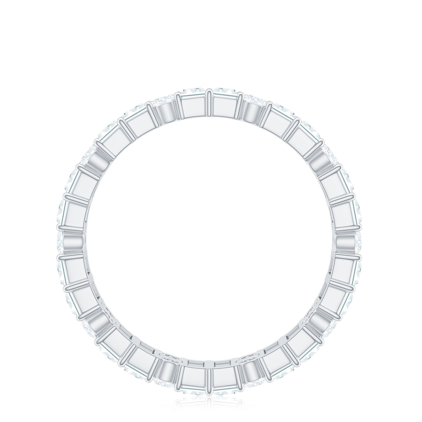 Round and Baguette Cut Moissanite Eternity Wedding Band
