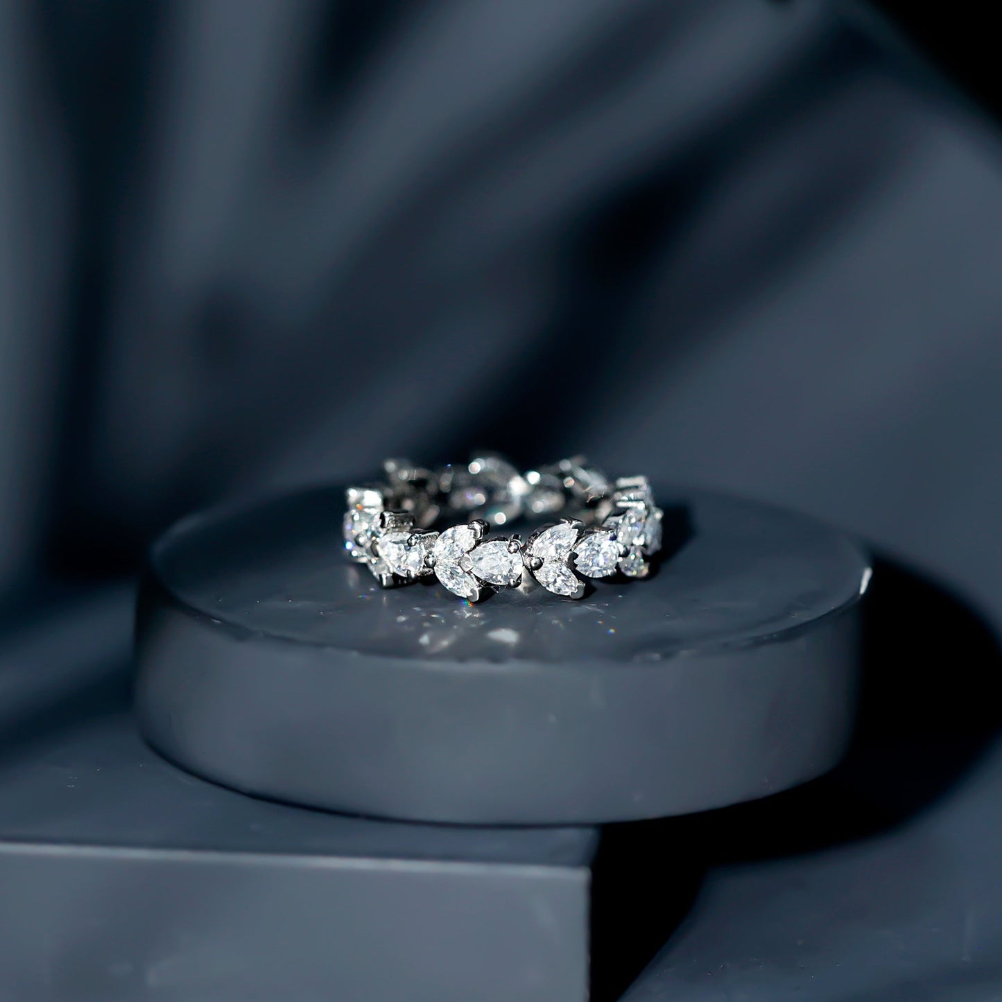 Certified Moissanite Leaf Eternity Band Ring for Women