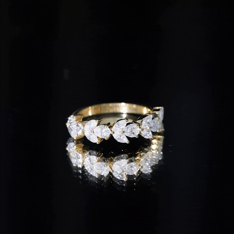 Marquise and Pear Cut Moissanite Half Eternity Band