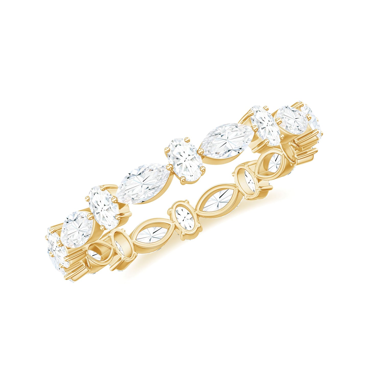 Oval and Marquise Cut Moissanite Stackable Eternity Ring