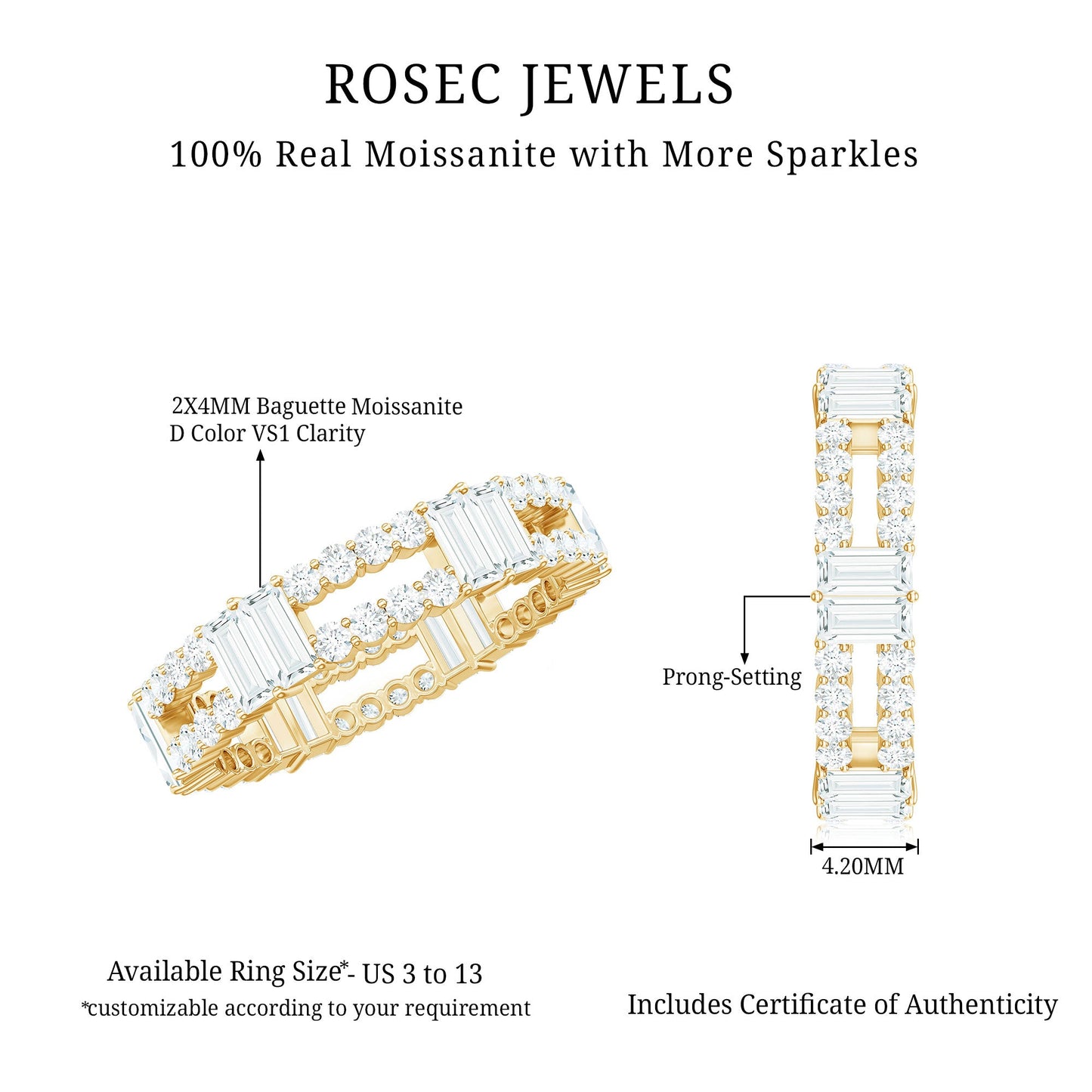 Unique Moissanite Eternity Wedding Band Ring