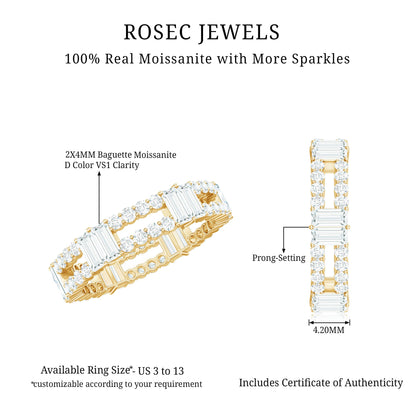 Unique Moissanite Eternity Wedding Band Ring