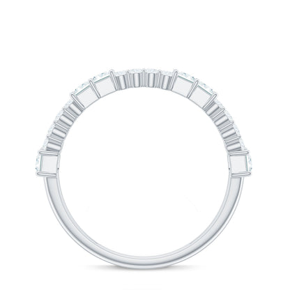 Baguette and Round Moissanite Half Eternity Band