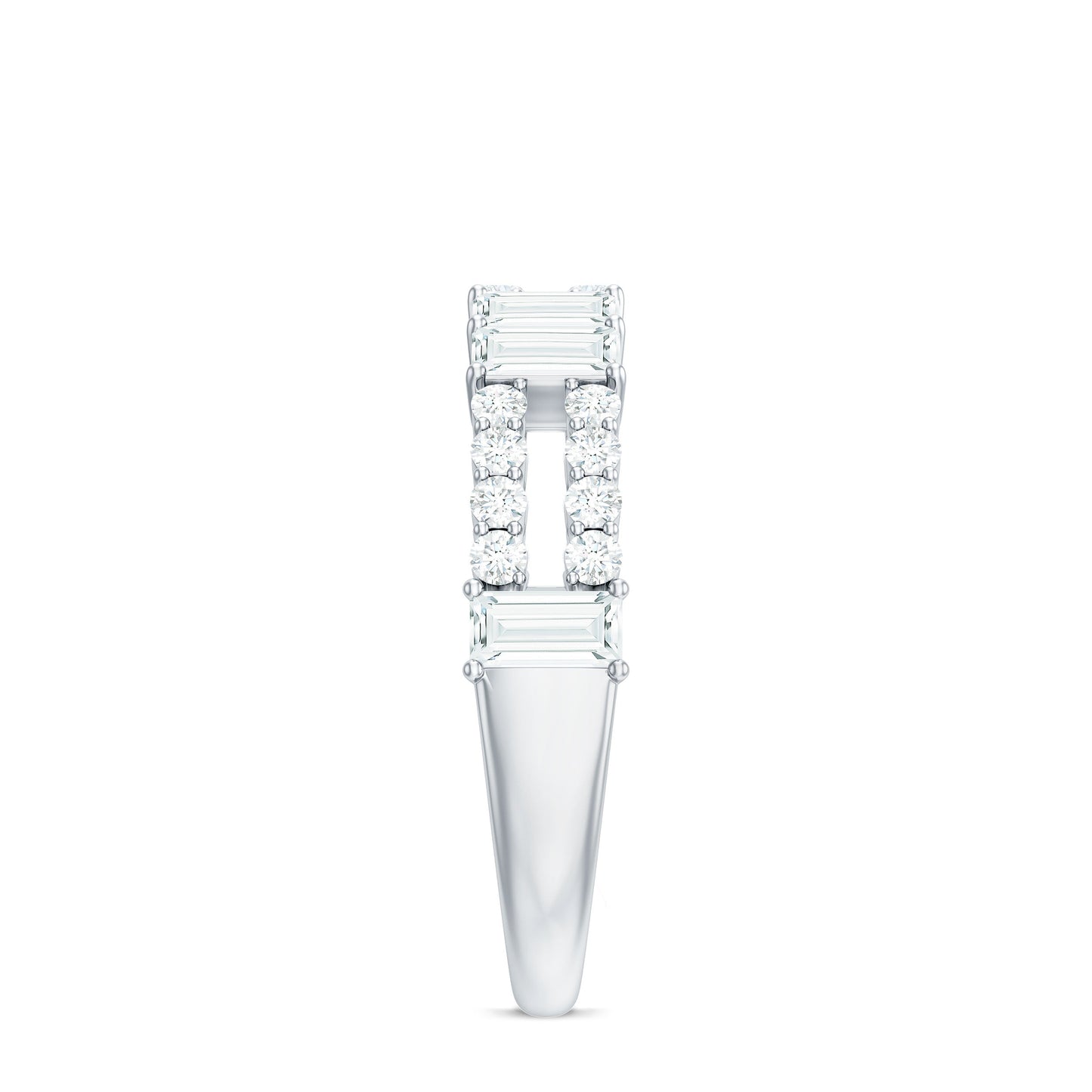 Baguette and Round Moissanite Half Eternity Band