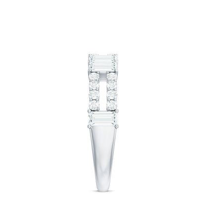 Baguette and Round Moissanite Half Eternity Band