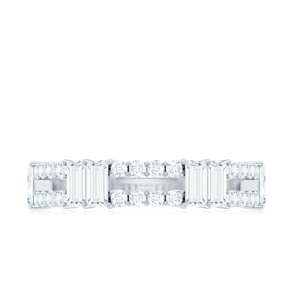 Baguette and Round Moissanite Half Eternity Band