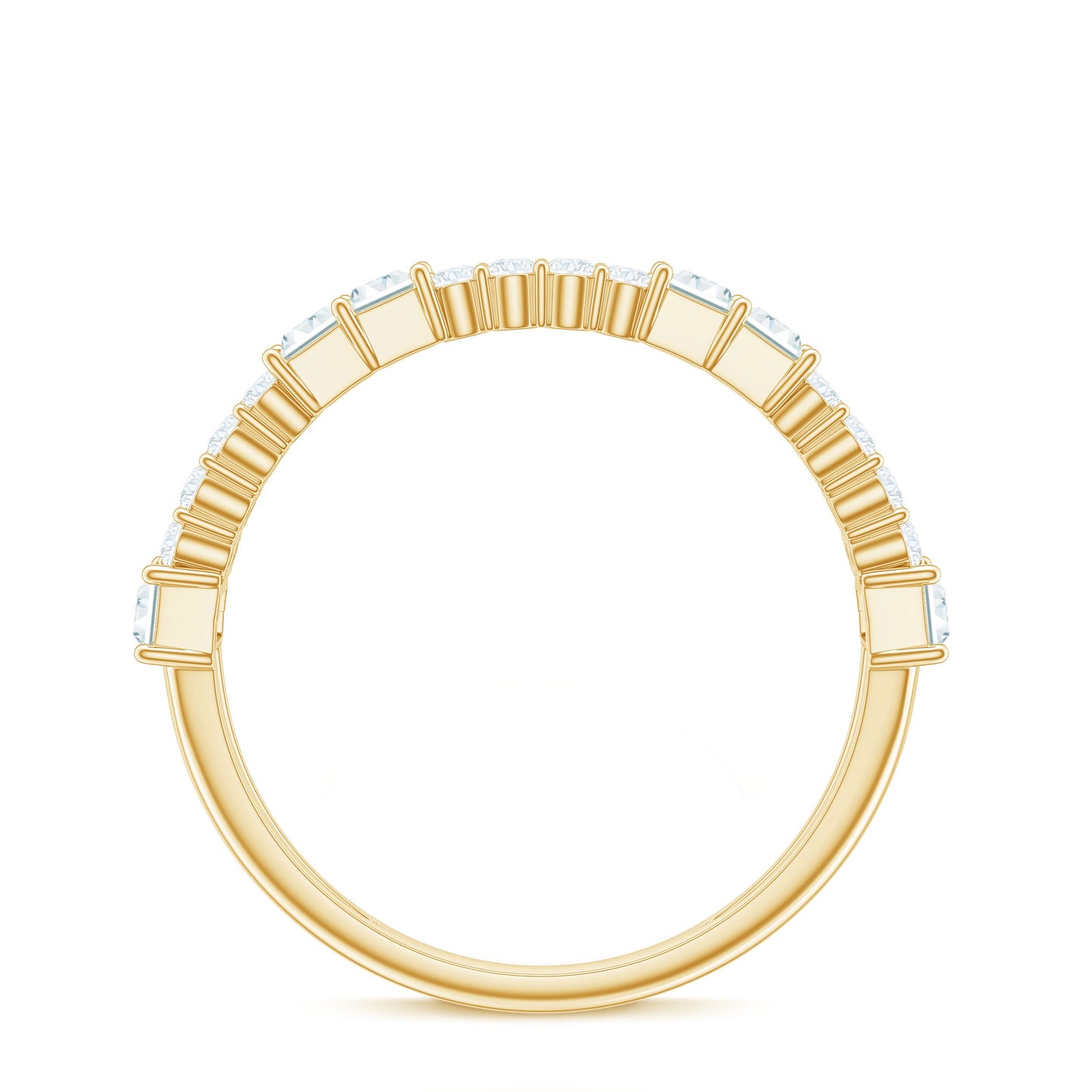Baguette and Round Moissanite Half Eternity Band
