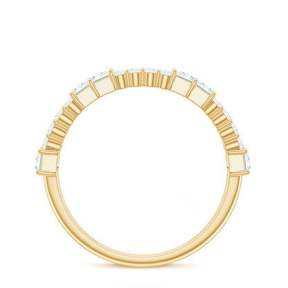 Baguette and Round Moissanite Half Eternity Band