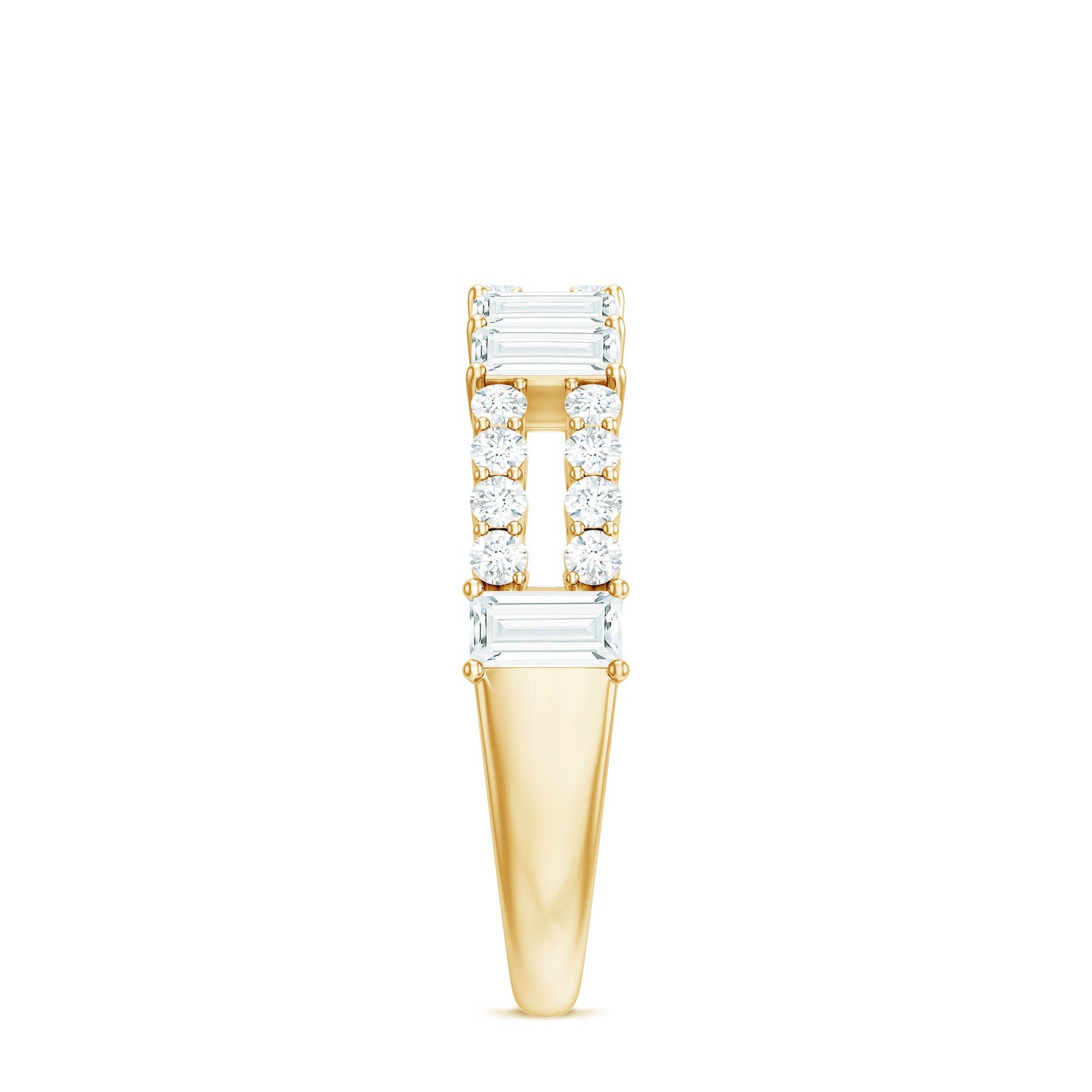 Baguette and Round Moissanite Half Eternity Band