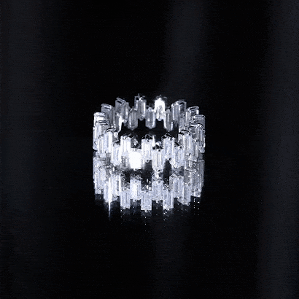 Certified Moissanite Baguette Eternity Band Ring