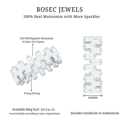 Certified Moissanite Baguette Eternity Band Ring