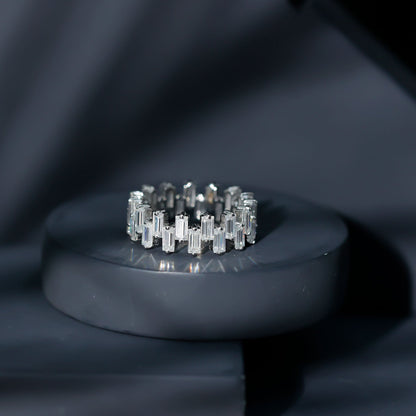 Certified Moissanite Baguette Eternity Band Ring