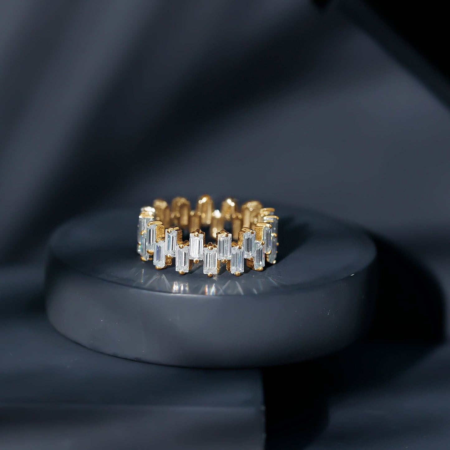 Certified Moissanite Baguette Eternity Band Ring