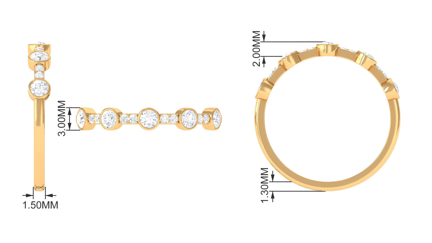 Natural Diamond Half Eternity Ring in Bezel Setting