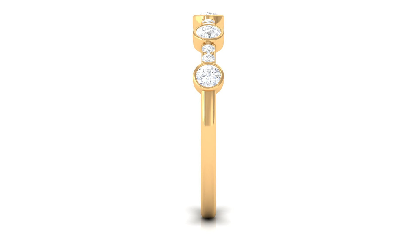 Natural Diamond Half Eternity Ring in Bezel Setting