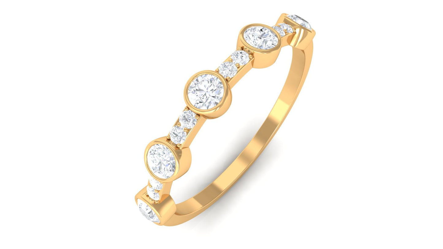 Natural Diamond Half Eternity Ring in Bezel Setting