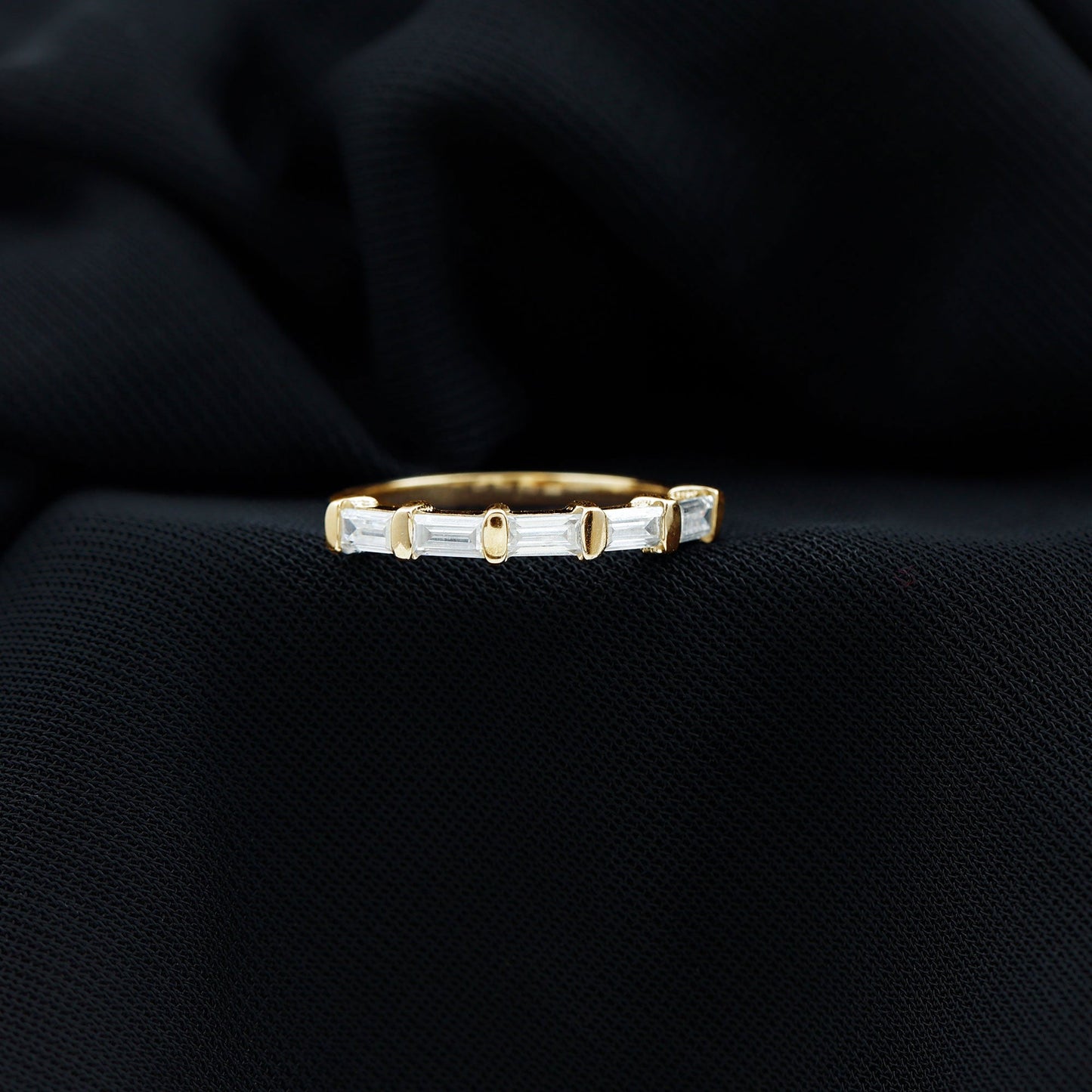 East West Set Moissanite Half Eternity Ring for Her