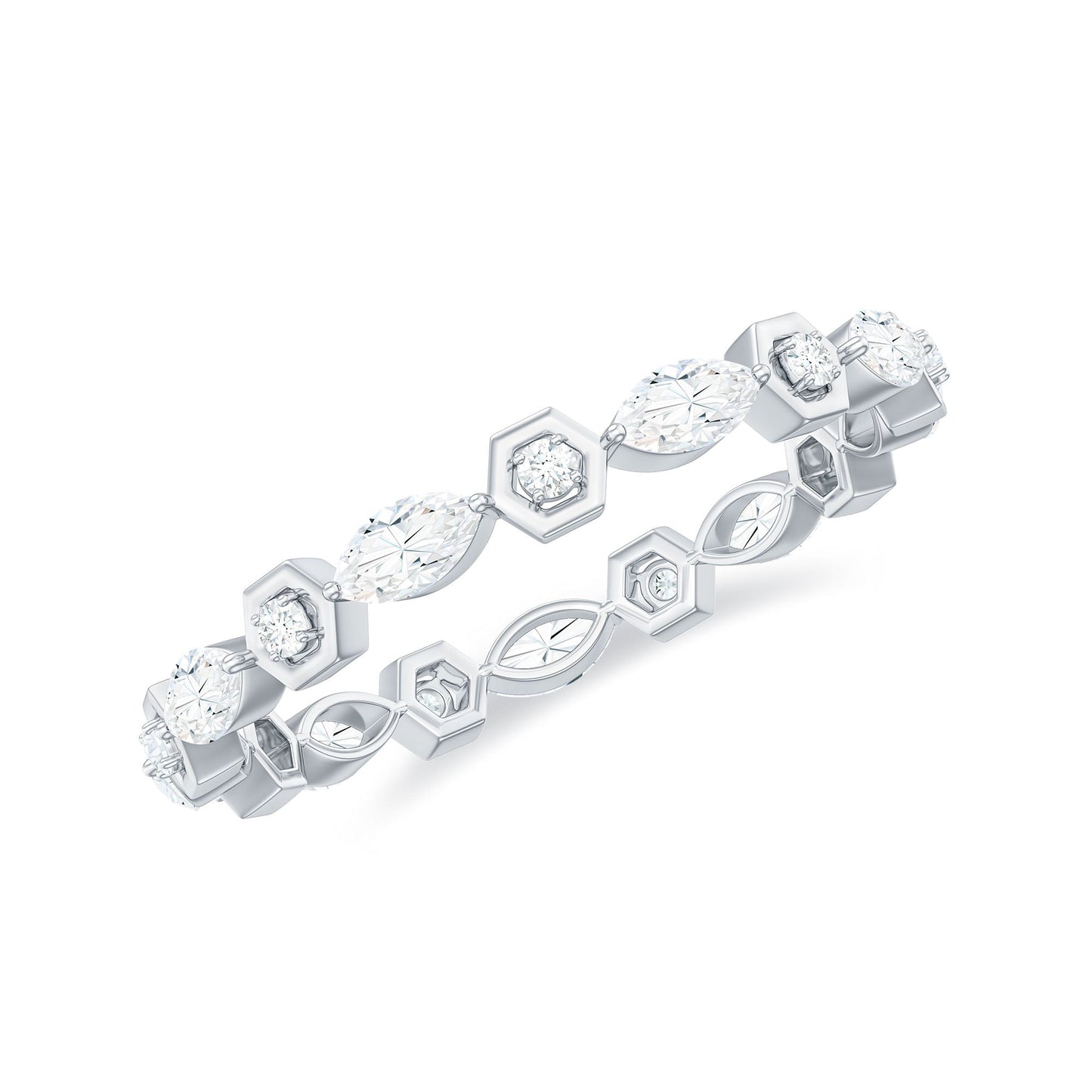 Certified Moissanite Contemporary Eternity Ring