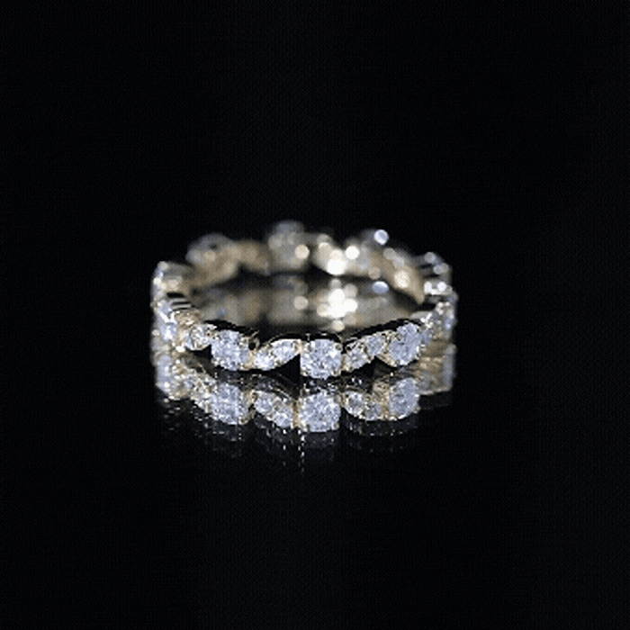 Certified Moissanite Eternity Wedding Band Ring in Prong Setting