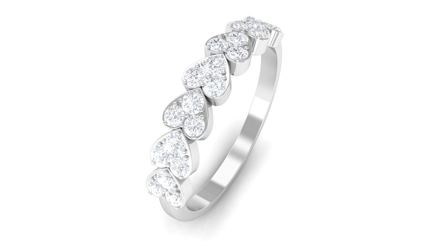 Certified Natural Diamond Heart Eternity Ring in East West Style