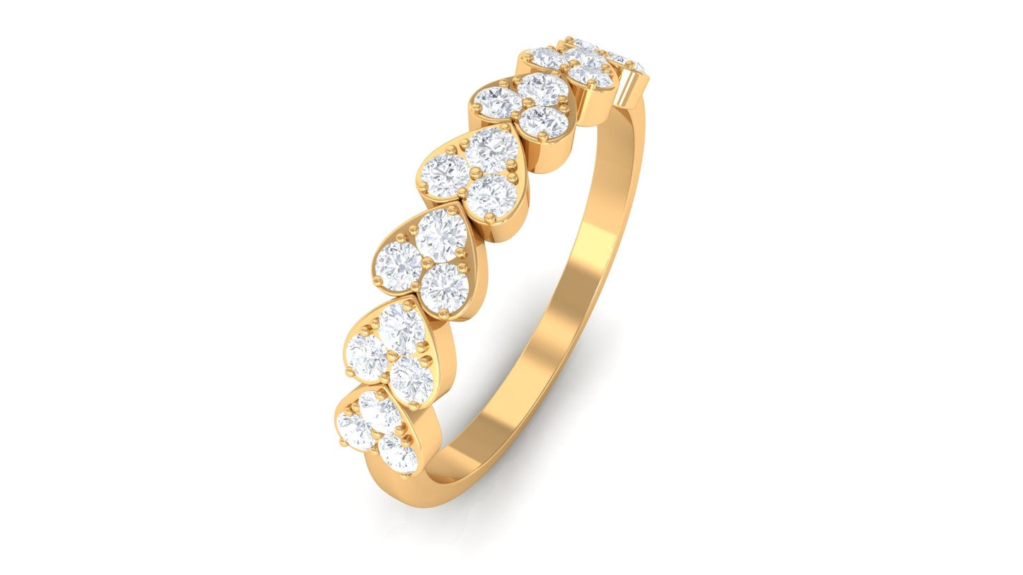 Certified Natural Diamond Heart Eternity Ring in East West Style