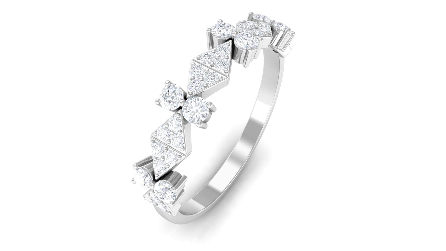 Art Deco Inspired Diamond Half Eternity Ring for Women