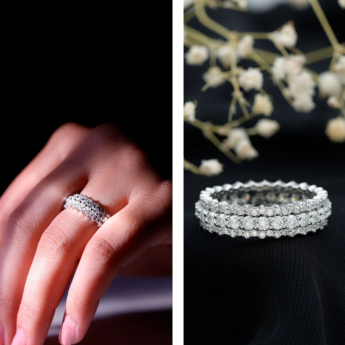 Certified Round Cut Moissanite Eternity Ring For Wedding