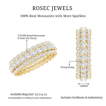 Certified Round Cut Moissanite Eternity Ring For Wedding